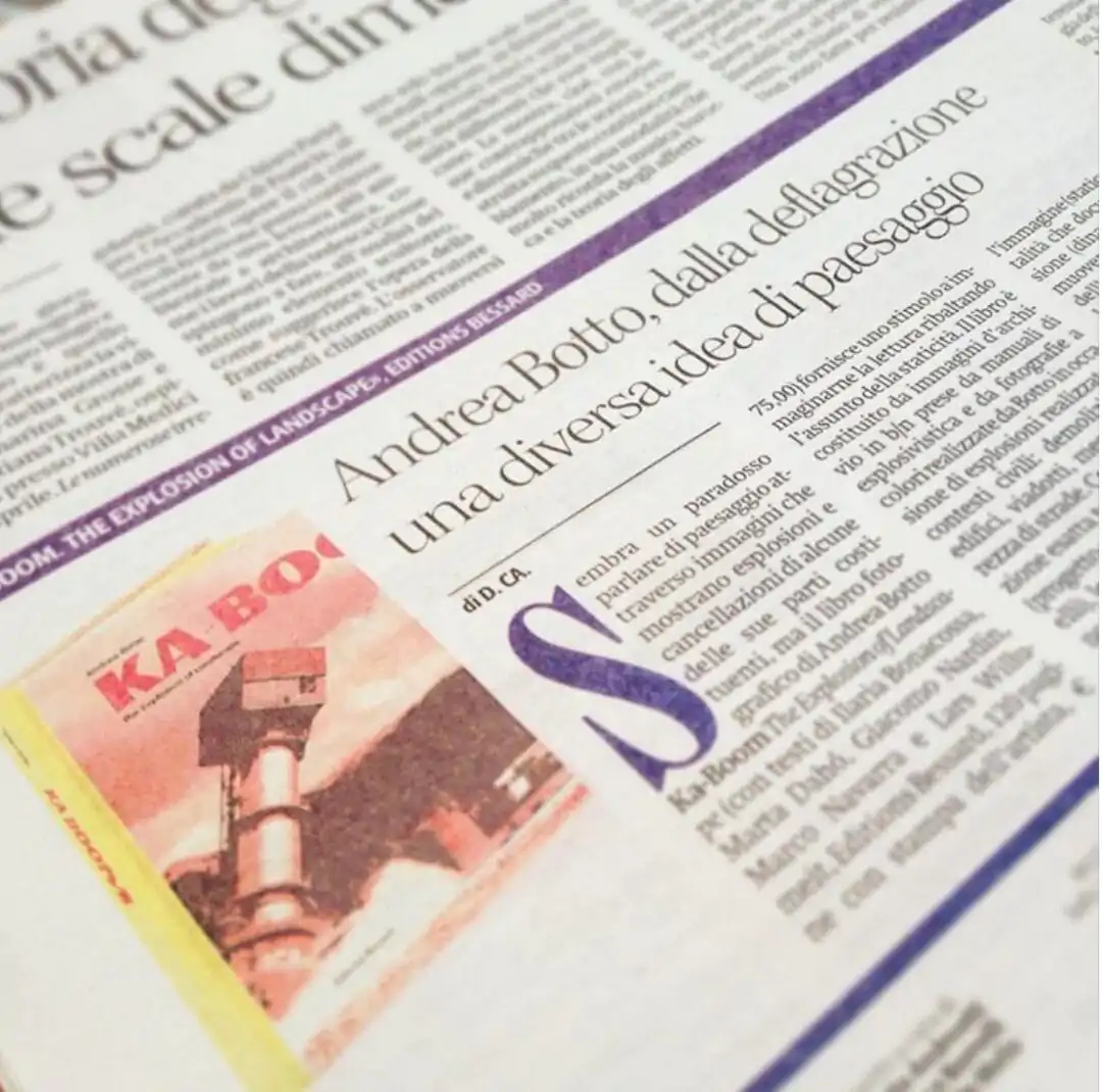 Oggi su #alias il manifesto la recensione del mio libro “KA-BOOM The Explosion of Landscape”, pubblicato da Editions Bessard nel 2017. Grazie Daniele Capra 💥💥💥 #kaboom #andreabotto #editionsbessard #book #explosion #blasting #manual #paesaggio #landscape #photography #landscapephotography #fotografia #fotografiaitaliana #libro #review #danielecapra #destruction #distruzione #contemporaryart